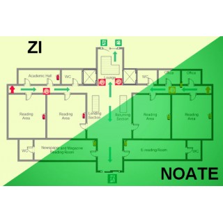 Plan de evacuare fotoluminescent și instrucțiuni